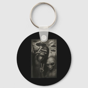 Grappige Selfie Bigfoot Alien Sasquatch Rock On Ha Sleutelhanger