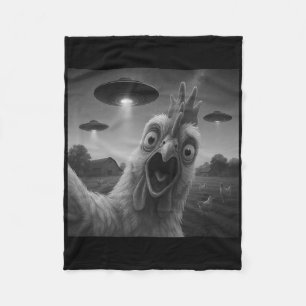 Grappige selfie van kip met UFO's Fleece Deken
