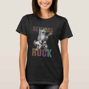 Grappige SENIOREN ROCK Cat Lover Afgestudeerd Teke T-shirt