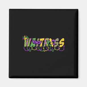 Grappige serveerster Mardi Gras Shirt Festival Par Magneet
