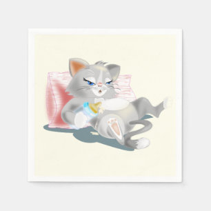 Grappige Servetten met Baby Cat -