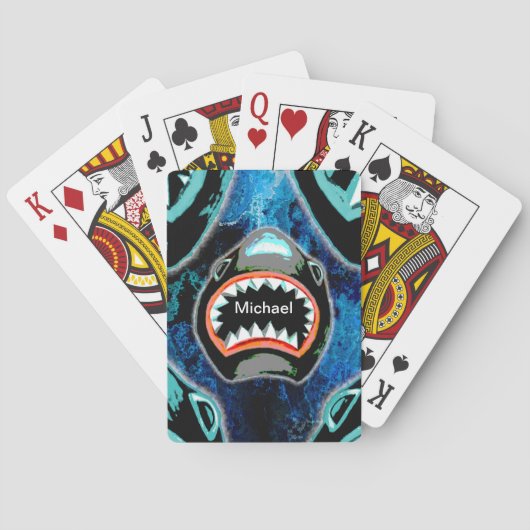 Grappige Shark Poker Cards – Aangepaste naam Deck Pokerkaarten (Achterkant)