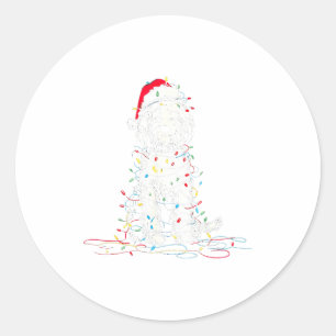 Grappige Sheepadoodle Kerst Grafische Hondenlampen Ronde Sticker