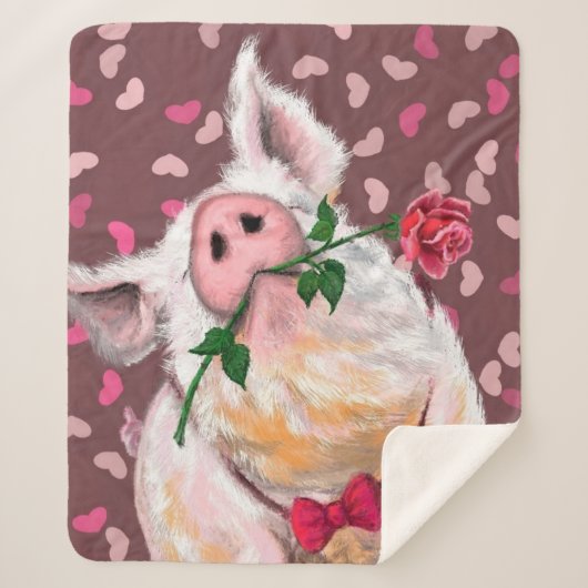 Grappige Sherpa Deken met Gentleman Pig (Voorkant)