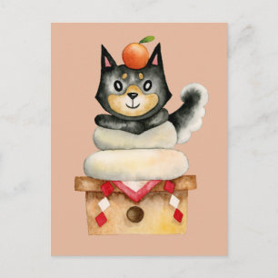 Grappige Shiba Inu hond Japans Nieuwjaar Briefkaart