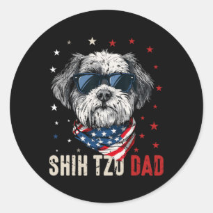 Grappige Shih Tzu Dad USA sterren 4 juli vaders d Ronde Sticker
