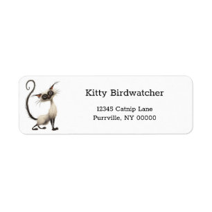 Grappige Siamese Cartoon Cat Retouradres Etiket