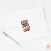 Grappige siamese kat eet noedels ronde sticker (Envelop)
