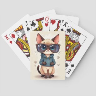 Grappige Siamese Kawaii Kat Pokerkaarten