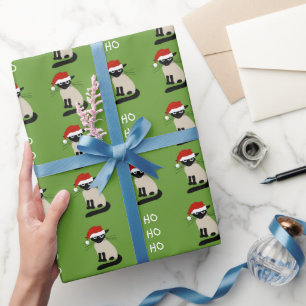Grappige Siamese Kerstmis van de Douane van de Kat Cadeaupapier