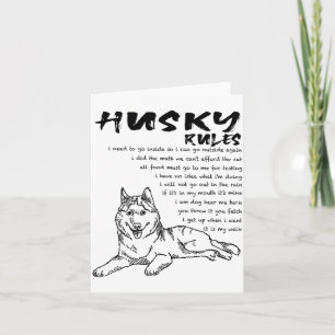 Grappige Siberische Husky Hond Handgetekende Kunst Kaart
