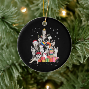 Grappige Siberische Husky Kerstboom Huisdier Hond Keramisch Ornament