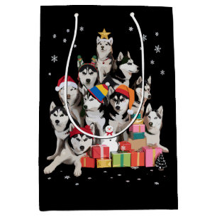 Grappige Siberische Husky Kerstboom Huisdier Hond Medium Cadeauzakje