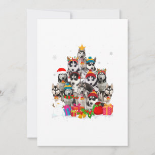 Grappige Siberische Husky Kerstboom Huisdier Honde Feestdagenkaart