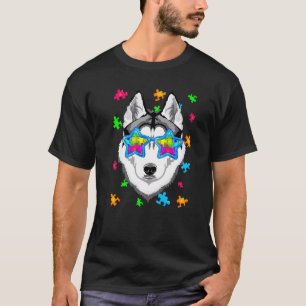 Grappige Siberische Husky-puzzel Autisme bewustzij T-shirt