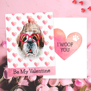 Grappige Sint Bernard Ik Woef Jou Hond Valentijnsd Feestdagenkaart