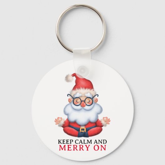 Grappige Sinterklaas mediteren Blijf kalm en vroli Sleutelhanger (Voorkant)