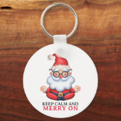 Grappige Sinterklaas mediteren Blijf kalm en vroli Sleutelhanger (Voorkant)