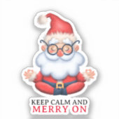 Grappige Sinterklaas mediteren Blijf kalm en vroli Sticker (Voorkant)