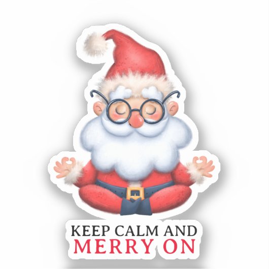 Grappige Sinterklaas mediteren Blijf kalm en vroli Sticker (Voorkant)