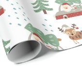 Grappige Sinterklaas Snowy Forrest Kerstmis Cadeaupapier (Rol Hoek)