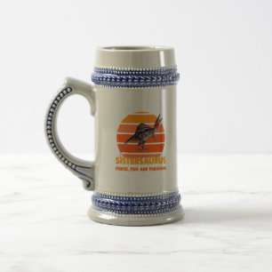 Grappige Sistersaurus Dino Zus Humor Ontwerp Bierpul