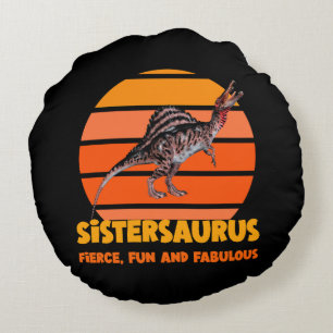 Grappige Sistersaurus Dino Zus Humor Ontwerp Rond Kussen