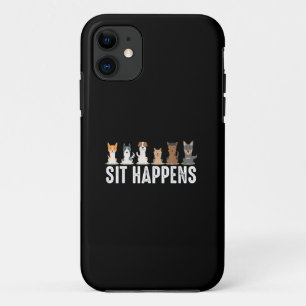 Grappige Sit Happens Coole Zittende Honden iPhone 11 Hoesje