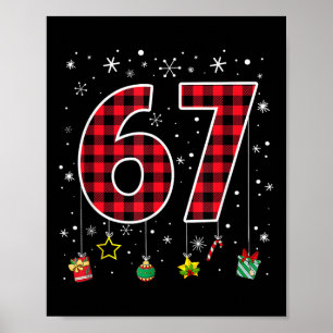 Grappige Six Seven 6 7 Meme 67 Kerstmis Rood Gerui Poster