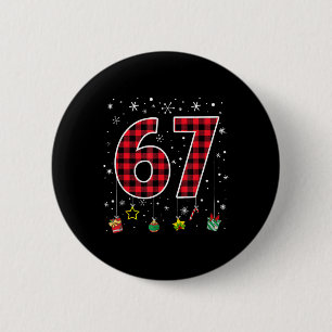 Grappige Six Seven 6 7 Meme 67 Kerstmis Rood Gerui Ronde Button 5,7 Cm