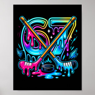 Grappige Six Seven Ijsje Drip IJshockey Poster