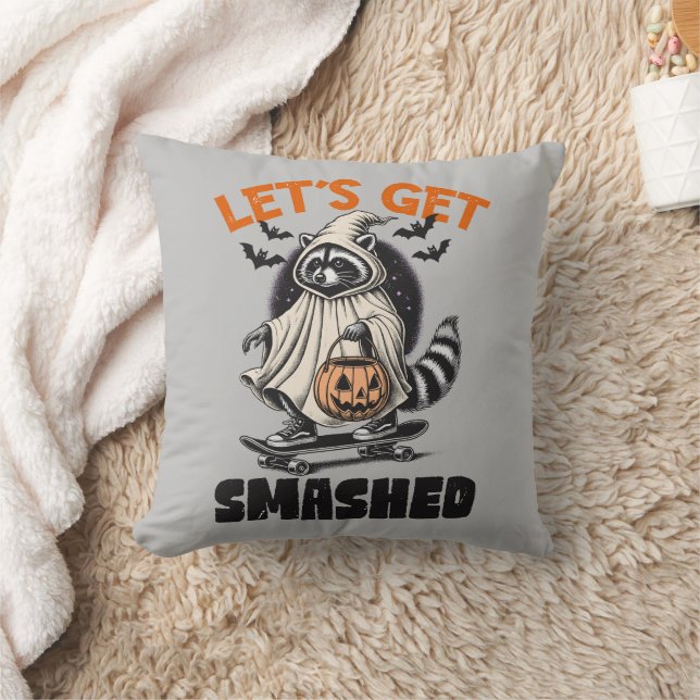 Grappige Skateboarding Raccoon  Halloween Kussen (Deken)