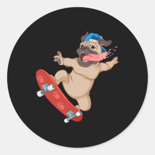 Grappige Skateboardkunst Voor Jongens Mannen Skate Ronde Sticker