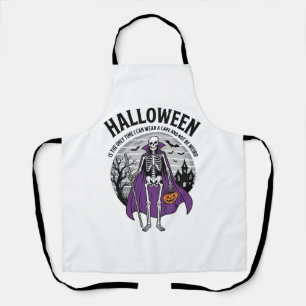 Grappige Skelet Halloween Cape Citaat Vintage Ontw Schort