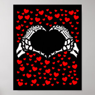 Grappige skelet hand hart liefde Valentijnsdag cad Poster