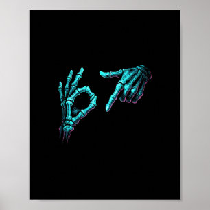 Grappige skelet hand meme 67 Gen Alpha Halloween S Poster
