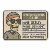 Grappige Skelet ID - Overdenkers Club Lidmaatschap Sticker (Voorkant)