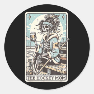 Grappige skeletkaart voor hockeymoeder ronde sticker