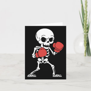 Grappige Skeleton Boxing Lovers Spooky Halloween B Kaart