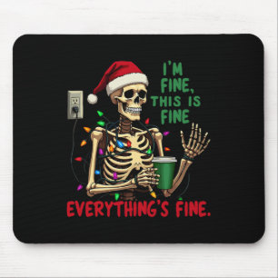 Grappige Skeleton kerstverlichting Ik ben prima al Muismat