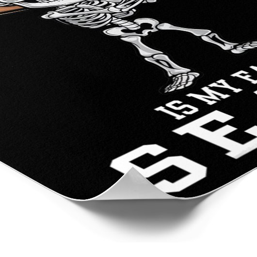 Grappige Skeleton sportspeler honkbal is mijn favo Poster (Hoek)