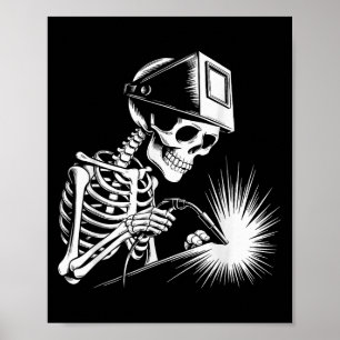 Grappige Skeleton Welding Lovers Spooky Halloween Poster