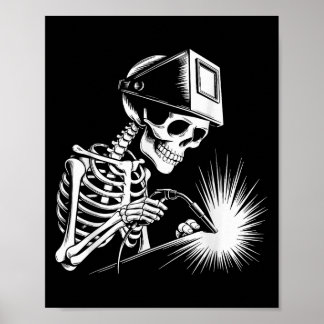 Grappige Skeleton Welding Lovers Spooky Halloween  Poster