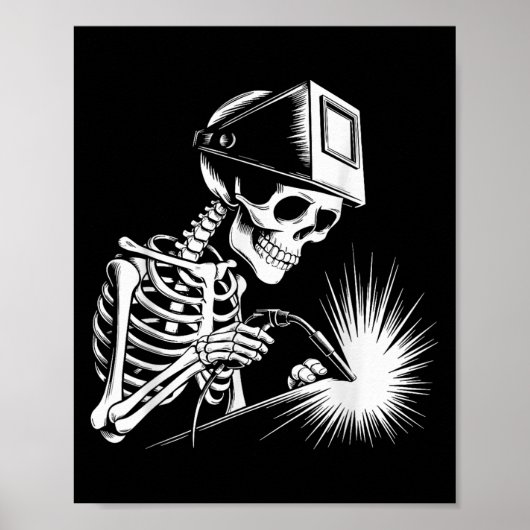 Grappige Skeleton Welding Lovers Spooky Halloween  Poster (Voorkant)