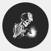 Grappige Skeleton Welding Lovers Spooky Halloween Ronde Sticker (Voorkant)