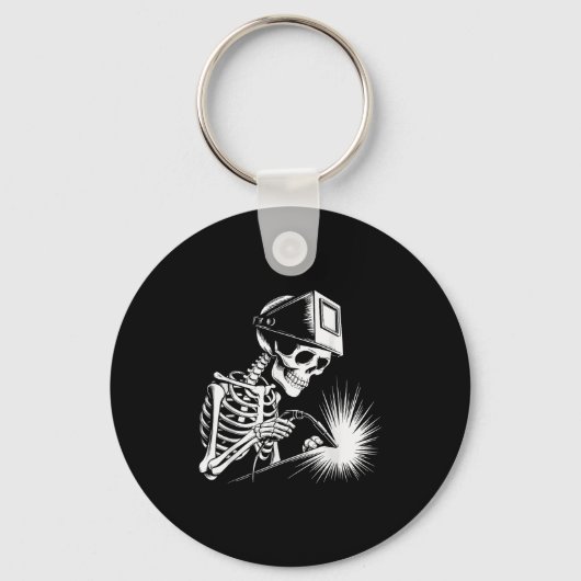 Grappige Skeleton Welding Lovers Spooky Halloween Sleutelhanger (Voorkant)
