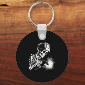 Grappige Skeleton Welding Lovers Spooky Halloween Sleutelhanger (Voorkant)