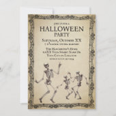 Grappige Skeletten Dansen  Halloween Party Kaart (Voorkant)