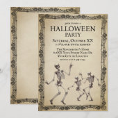 Grappige Skeletten Dansen  Halloween Party Kaart (Voorkant / Achterkant)