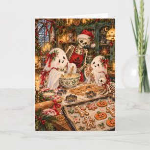 Grappige Skeletten & Schattige Geesten Kerst Bakke Feestdagen Kaart